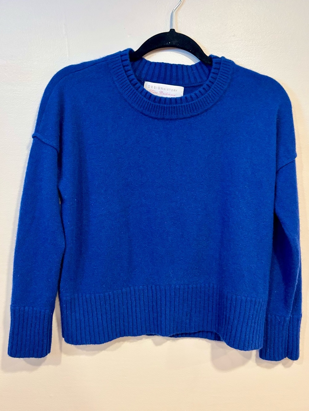 Vintage Design History Pure Cashmere Crewneck Sweater Cobalt Blue Women's Med.